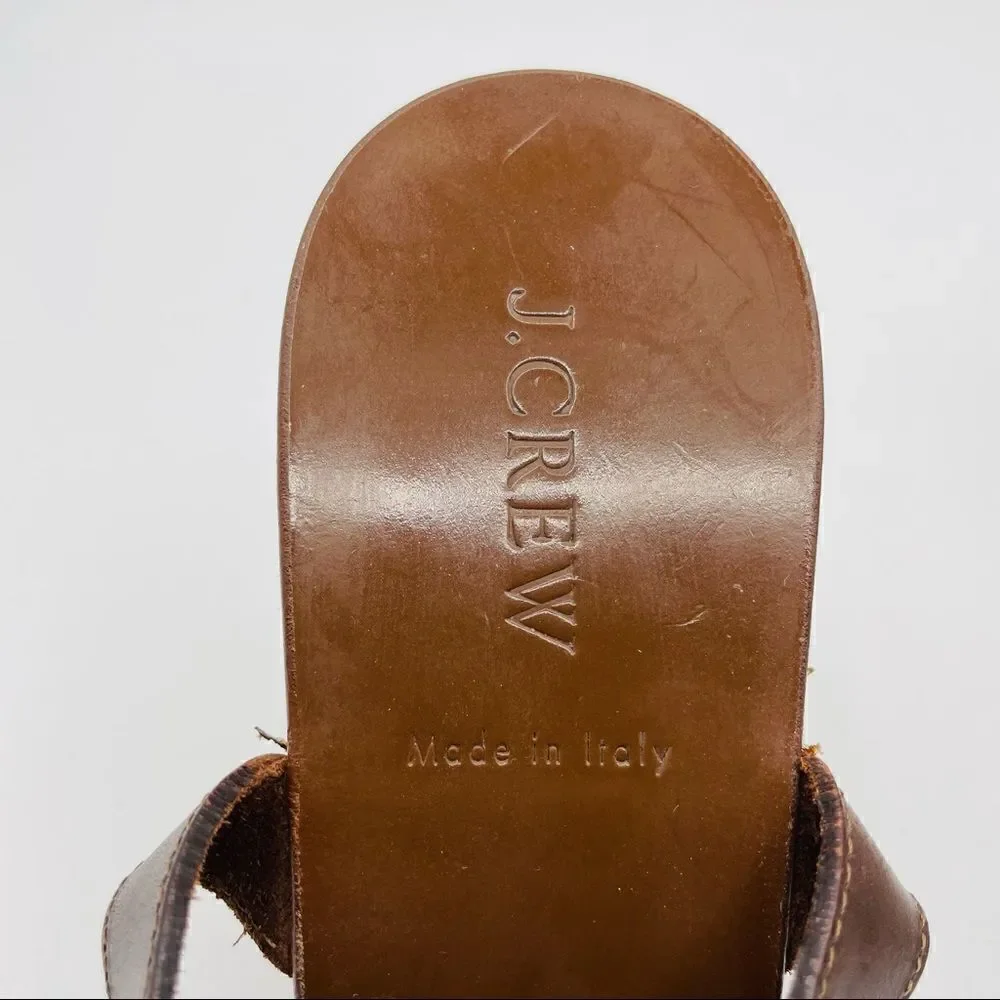 J. Crew Brown Leather Wedge Sandals